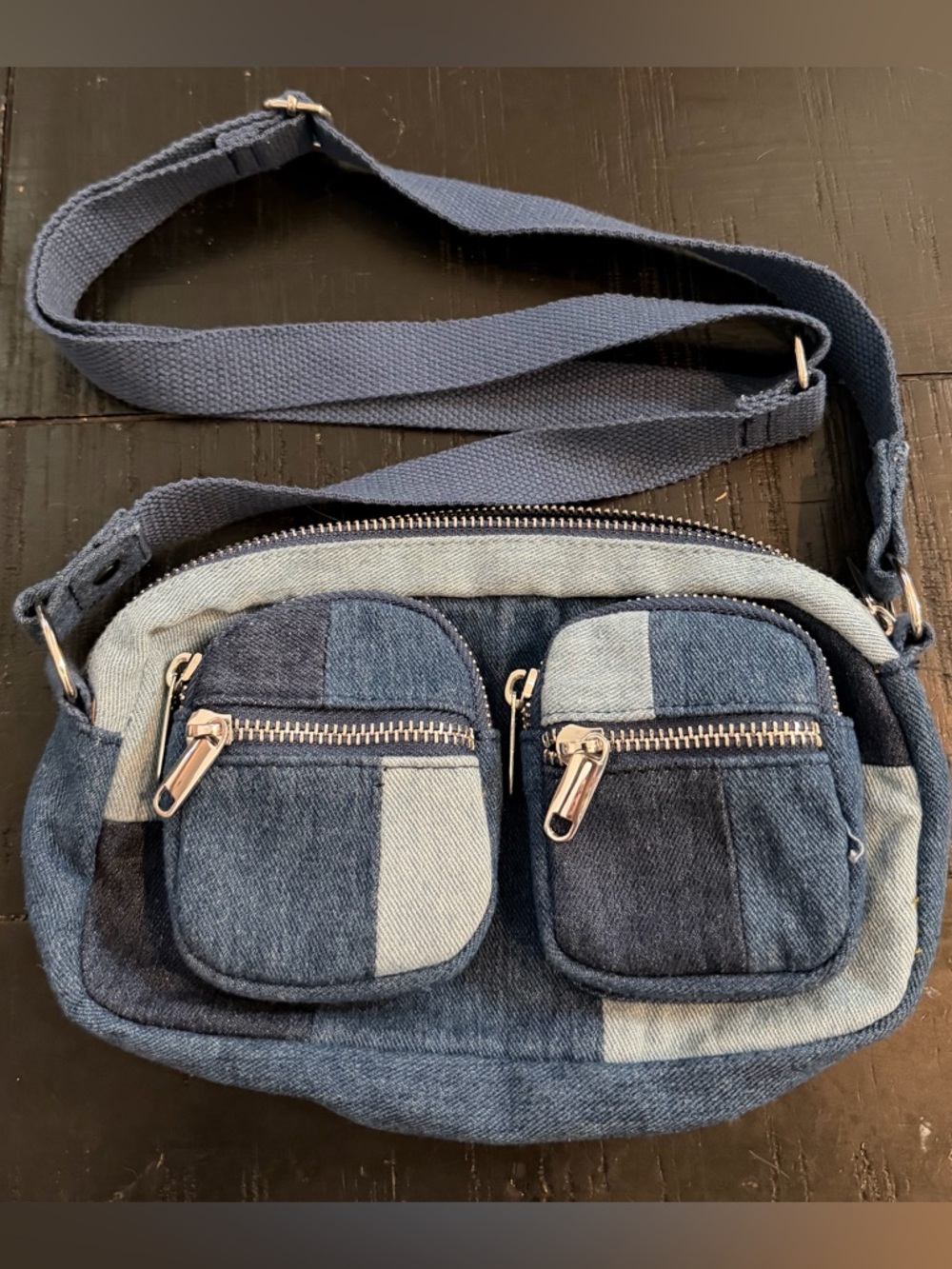 Patchwork Denim Crossbody Bag - Wild Fable